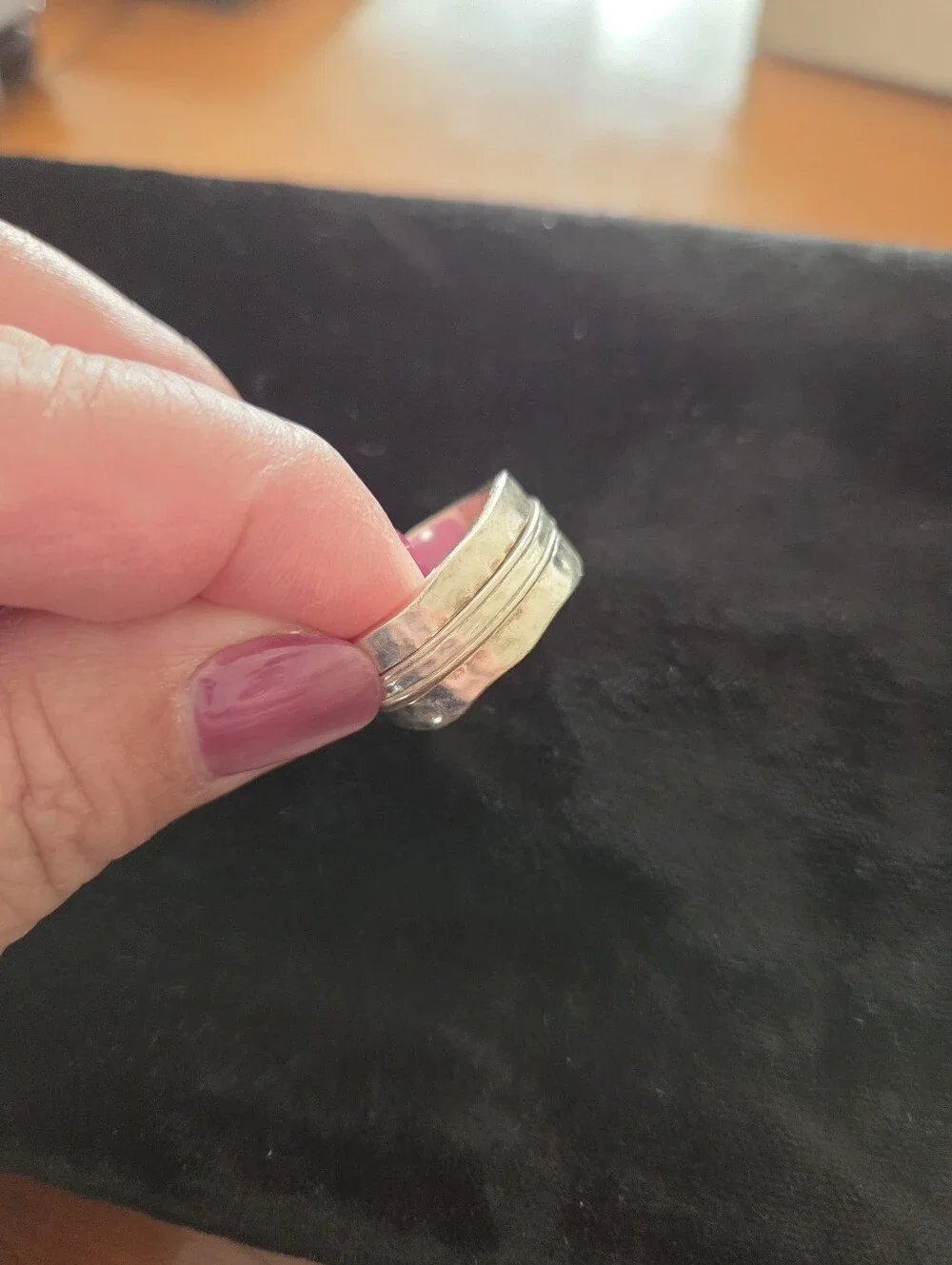 Sterling Silver Hammered Spinner Ring Size 9